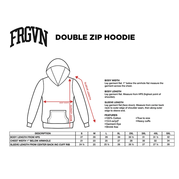 FRGVN Garment Dyed Double Zip Hoodie