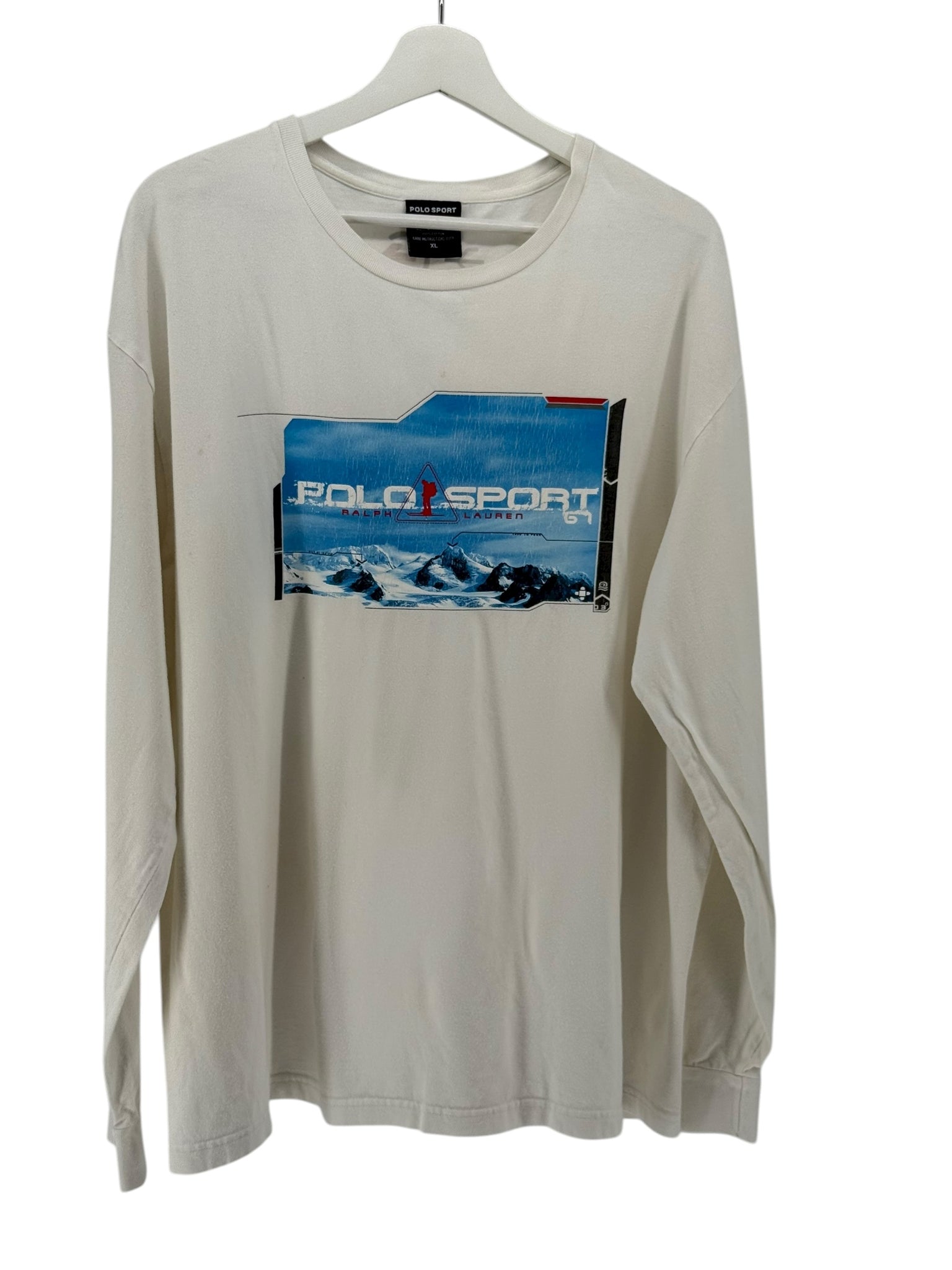 POLO SPORT White Long Sleeve T-Shirt  (Mountain Graphic)