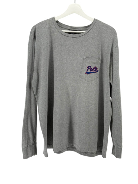 POLO SPORT GREY Pocket  Long Sleeve T-Shirt (small logo on pocket)